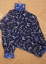 Popcorn Navy Blue Casual Wear Printed Mens Shirt